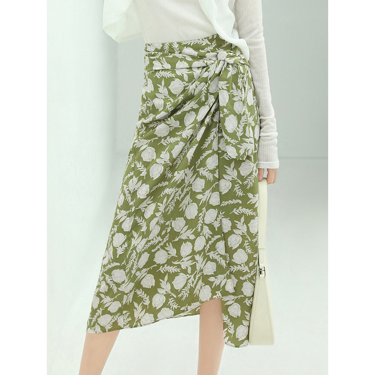 Aesthetic Side Twist Grassland Wrap Skirt