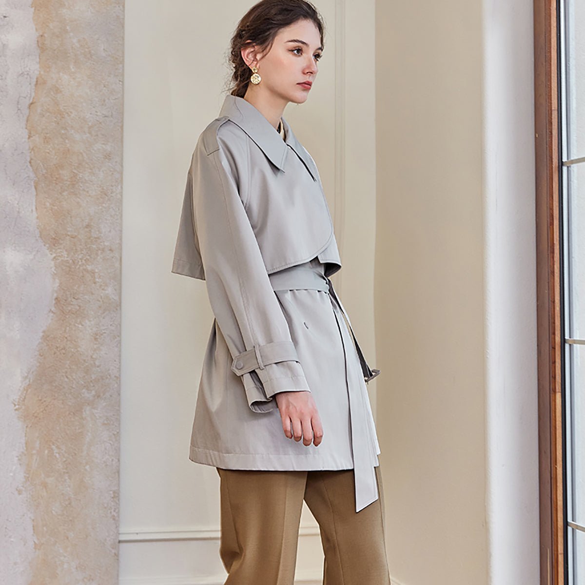 Effortless Mid-Length Gray Trench Coat