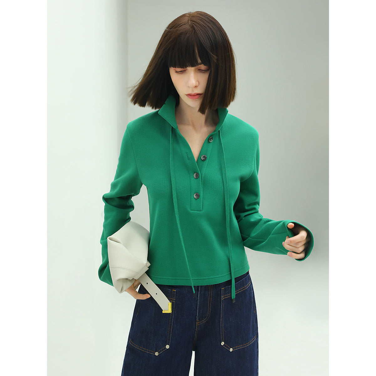 Emerald Green Collared Polo Top