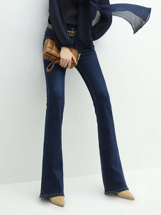 High Rise Cowgirl Navy Flared Jeans