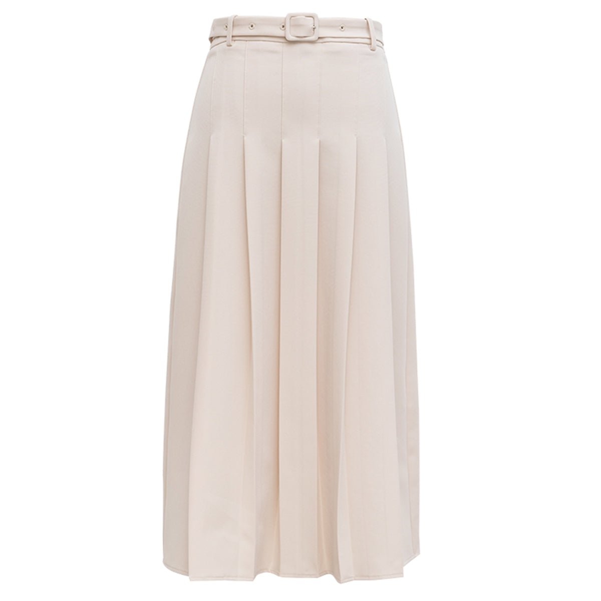 Pleated Apricot High-Waist Skirt