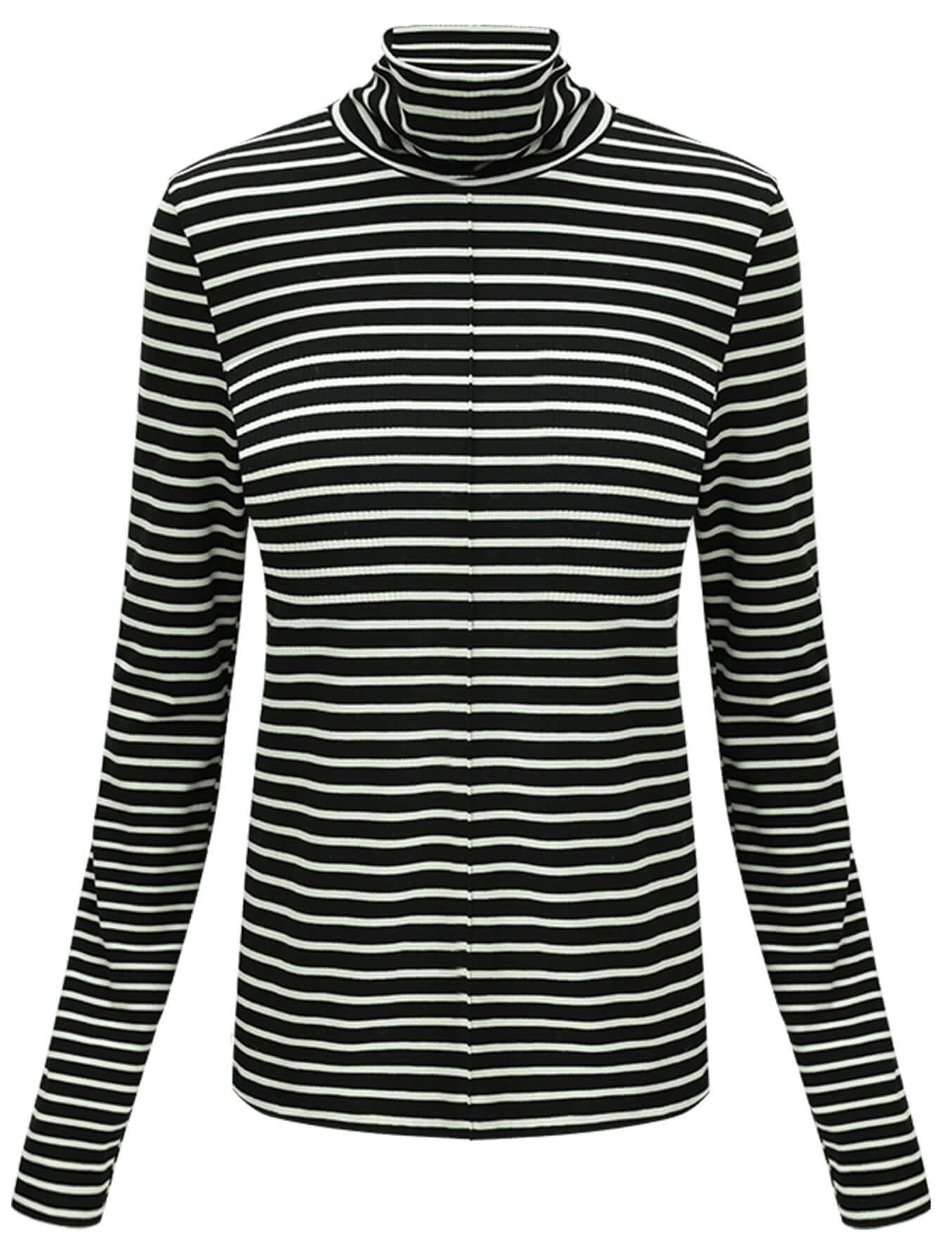 Retro High-Neck Striped Top