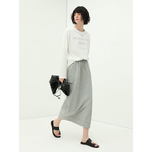 Ultimate Grey Drawstring Midi Skirt